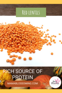red lentils on a white background