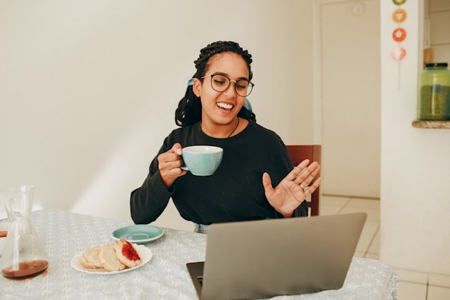 woman having face-to-face interaction during video meeting